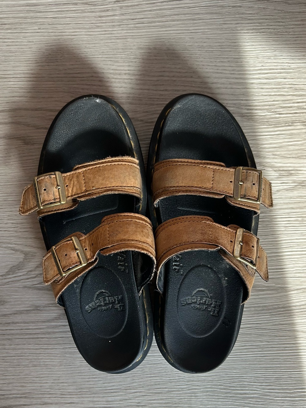Dr. Martens Women's Brown Double-Buckle Slide Sandals